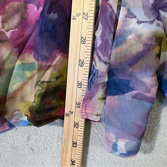 Susan Graver 2X Sleeveless Open Front Cardigan Vest Sheer Chiffon Floral - Picture 7 of 9